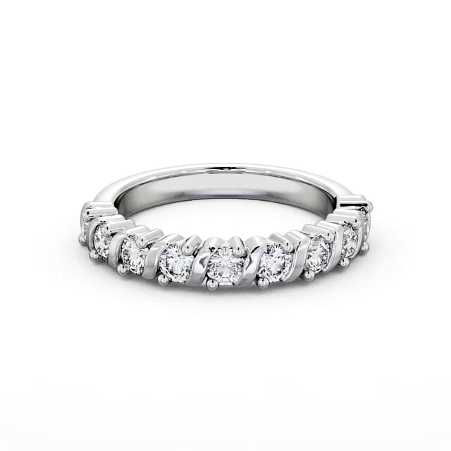 Half Eternity Round Diamond Ring 18K White Gold - Mariella HE58_WG_HAND