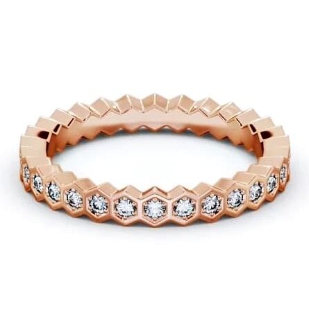 Half Eternity Round Diamond Hexagon Bezel Style Ring 9K Rose Gold HE59_RG_THUMB2 