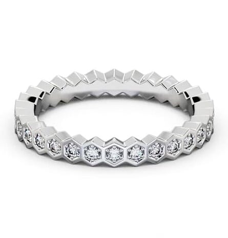 Half Eternity Round Diamond Hexagon Bezel Style Ring Platinum HE59_WG_THUMB2 