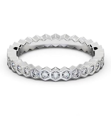 Half Eternity Round Diamond Hexagon Bezel Style Ring 9K White Gold HE59_WG_THUMB1