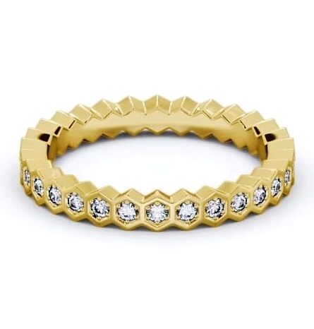 Half Eternity Round Diamond Hexagon Bezel Style Ring 18K Yellow Gold HE59_YG_THUMB2 