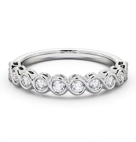 Half Eternity Round Diamond Unique Bezel Set Ring 9K White Gold HE60_WG_THUMB1