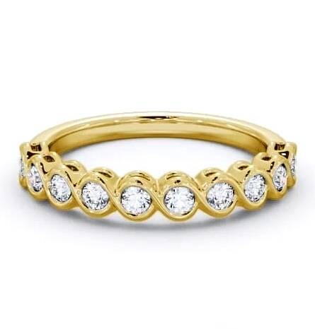 Half Eternity Round Diamond Unique Bezel Set Ring 18K Yellow Gold HE60_YG_THUMB1
