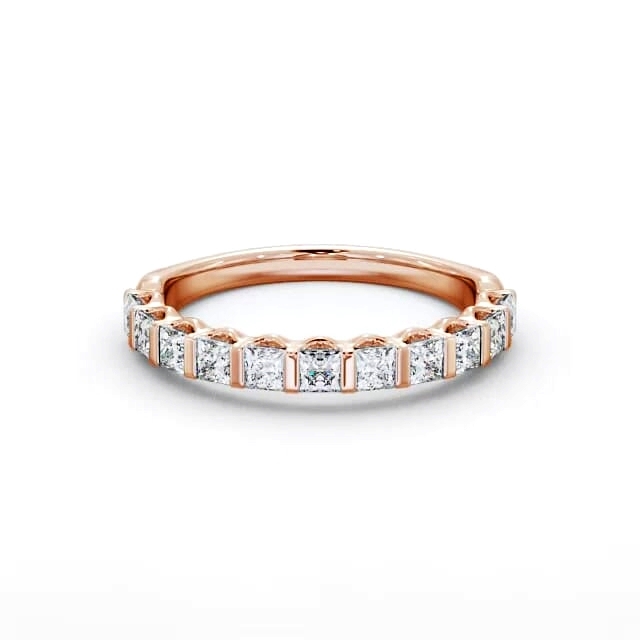 Half Eternity Princess Diamond Ring 18K Rose Gold - Nataley HE68_RG_HAND