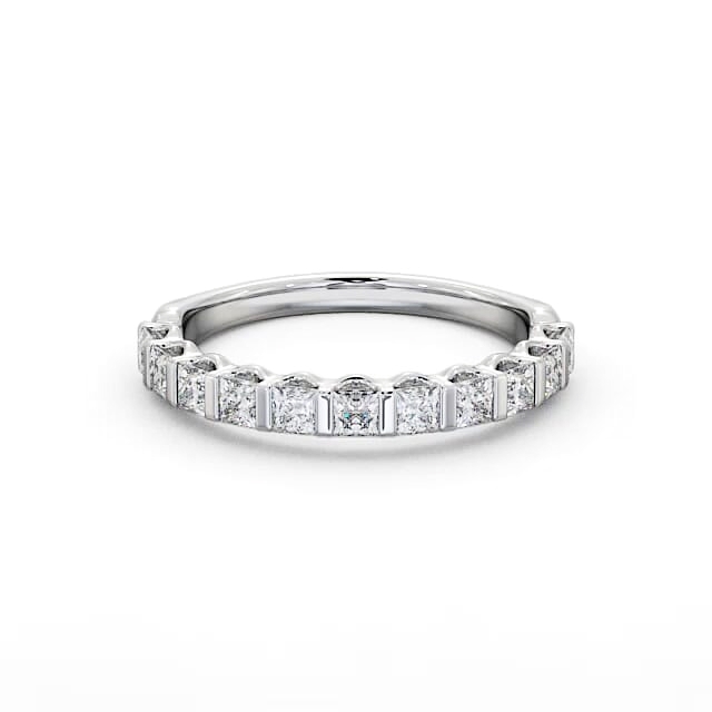 Half Eternity Princess Diamond Ring 18K White Gold - Nataley HE68_WG_HAND