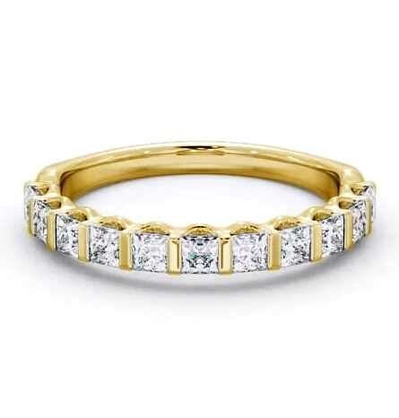 Half Eternity Princess Diamond Tension Set Ring 9K Yellow Gold HE68_YG_THUMB1
