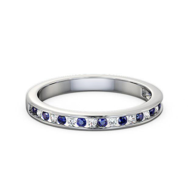 Half Eternity Blue Sapphire and Diamond 0.32ct Ring 18K White Gold - Valeria HE6GEM_WG_BS_HAND