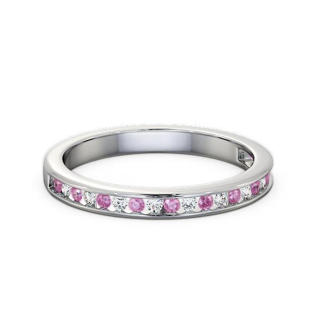 Half Eternity Pink Sapphire and Diamond 0.32ct Ring 18K White Gold - Valeria HE6GEM_WG_PS_HAND