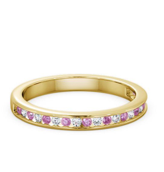 Half Eternity Pink Sapphire and Diamond 0.32ct Ring 18K Yellow Gold HE6GEM_YG_PS_THUMB1