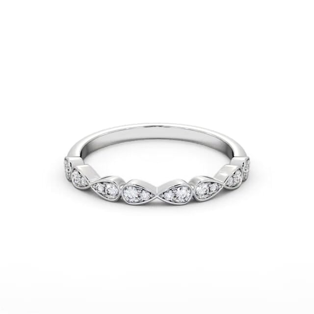 Half Eternity 0.15ct Round Diamond Ring 18K White Gold - Cassie HE80_WG_HAND