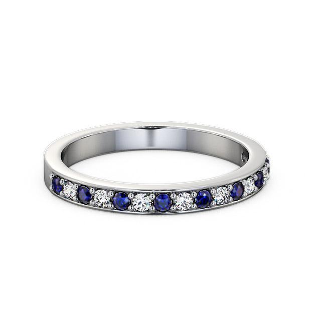 Half Eternity Blue Sapphire and Diamond 0.34ct Ring 18K White Gold - Mallorie HE8GEM_WG_BS_HAND