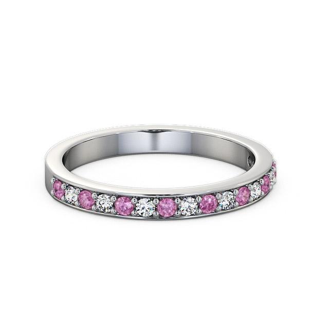Half Eternity Pink Sapphire and Diamond 0.34ct Ring 18K White Gold - Mallorie HE8GEM_WG_PS_HAND