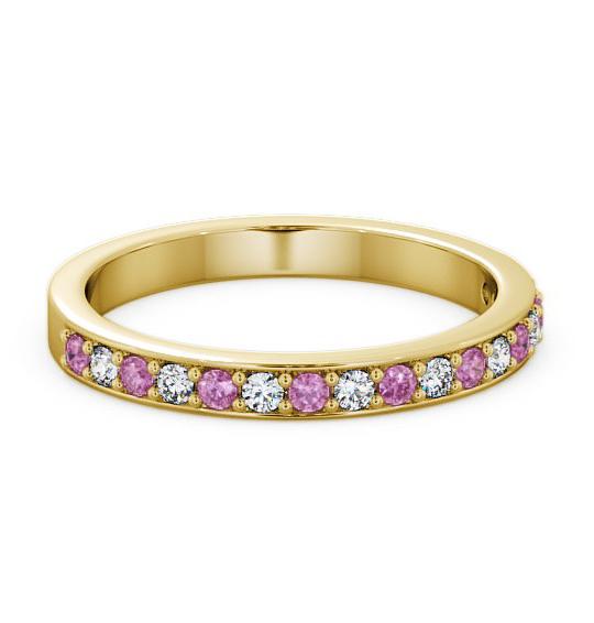 Half Eternity Pink Sapphire and Diamond 0.34ct Ring 18K Yellow Gold HE8GEM_YG_PS_THUMB1