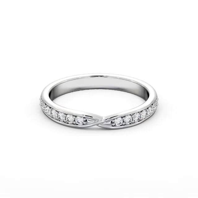 Half Eternity Round Diamond Ring 18K White Gold - Mirella HE93_WG_HAND