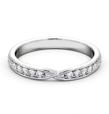 Half Eternity Round Pinched Cross Over Design Ring 18K White Gold HE93_WG_THUMB1