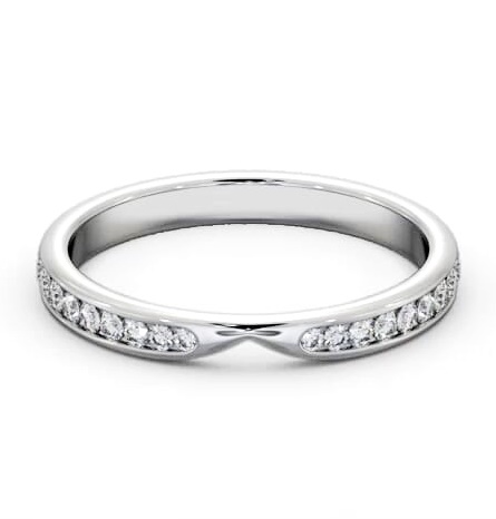 Half Eternity Round Channel Set Pinched Design Ring 18K White Gold HE95_WG_THUMB1