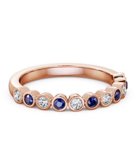 Half Eternity Blue Sapphire and Diamond 0.43ct Ring 9K Rose Gold HE9GEM_RG_BS_THUMB1