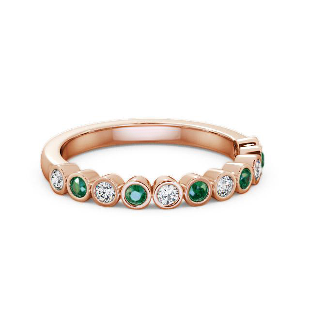 Half Eternity Emerald and Diamond 0.38ct Ring 9K Rose Gold - Isabell HE9GEM_RG_EM_HAND