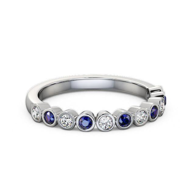 Half Eternity Blue Sapphire and Diamond 0.43ct Ring 18K White Gold - Isabell HE9GEM_WG_BS_HAND