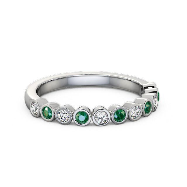 Half Eternity Emerald and Diamond 0.38ct Ring 18K White Gold - Isabell HE9GEM_WG_EM_HAND