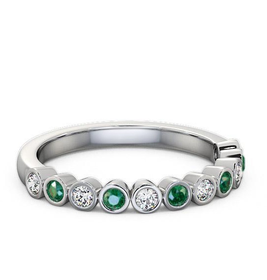 Half Eternity Emerald and Diamond 0.38ct Ring Platinum HE9GEM_WG_EM_THUMB1
