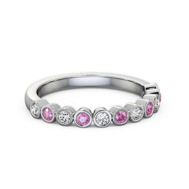 Half Eternity Pink Sapphire and Diamond 0.43ct Ring 18K White Gold - Isabell HE9GEM_WG_PS_HAND