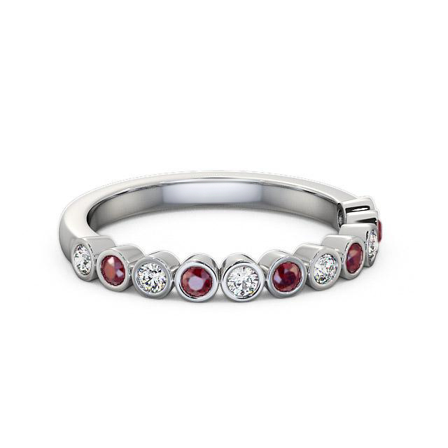 Half Eternity Ruby and Diamond 0.43ct Ring 18K White Gold - Isabell HE9GEM_WG_RU_HAND