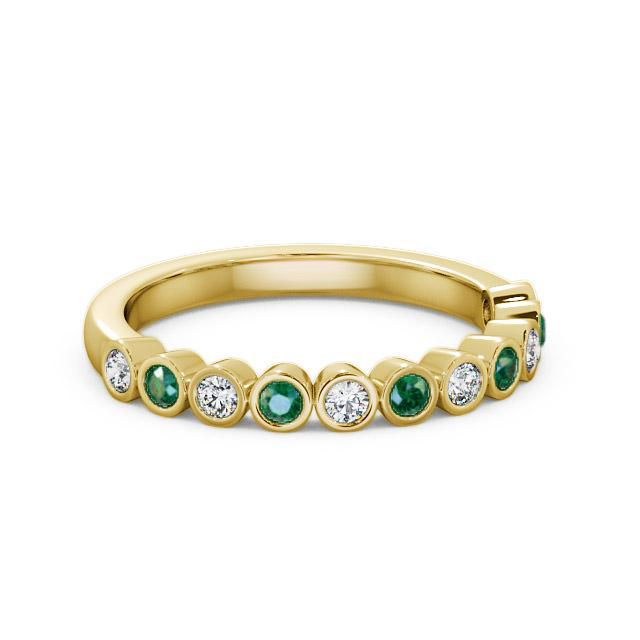 Half Eternity Emerald and Diamond 0.38ct Ring 9K Yellow Gold - Isabell HE9GEM_YG_EM_HAND