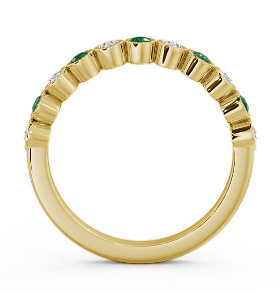Half Eternity Emerald and Diamond 0.38ct Ring 9K Yellow Gold HE9GEM_YG_EM_THUMB1 