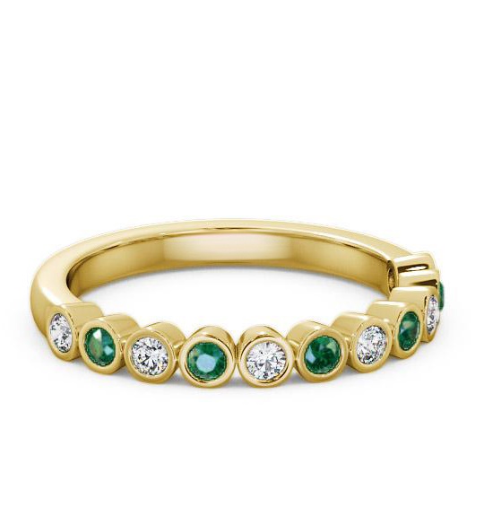 Half Eternity Emerald and Diamond 0.38ct Ring 18K Yellow Gold HE9GEM_YG_EM_THUMB1