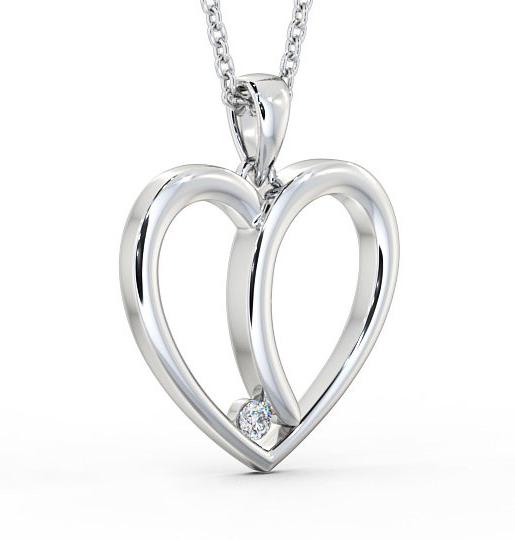 Heart Shaped Single Diamond Pendant 9K White Gold PNT100_WG_THUMB1 