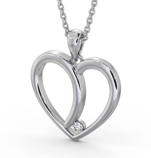 Heart Shaped Single Diamond Pendant 9K White Gold PNT100_WG_THUMB1