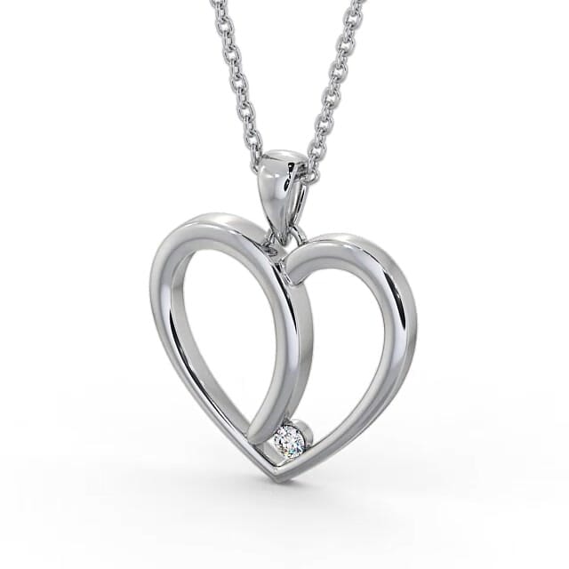 Heart Shaped Diamond Pendant 18K White Gold - Ezri PNT100_WG_NECK