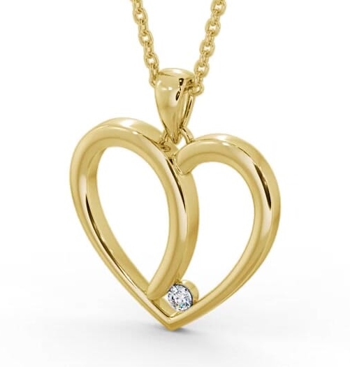 Heart Shaped Single Diamond Pendant 18K Yellow Gold PNT100_YG_THUMB1