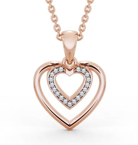 Double Heart Shaped Diamond Channel Set Pendant 18K Rose Gold PNT102_RG_THUMB1
