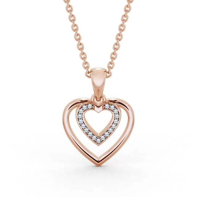 Heart Shaped Diamond Pendant 9K Rose Gold - Minha PNT102_RG_NECK