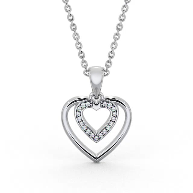 Heart Shaped Diamond Pendant 18K White Gold - Minha PNT102_WG_NECK