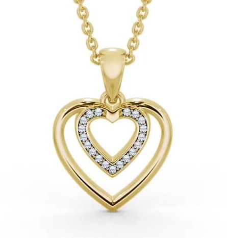 Double Heart Shaped Diamond Channel Set Pendant 18K Yellow Gold PNT102_YG_THUMB2 