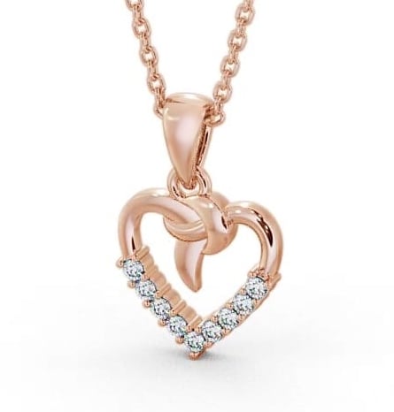 Heart Shaped Diamond Knott Design Pendant 9K Rose Gold PNT107_RG_THUMB1