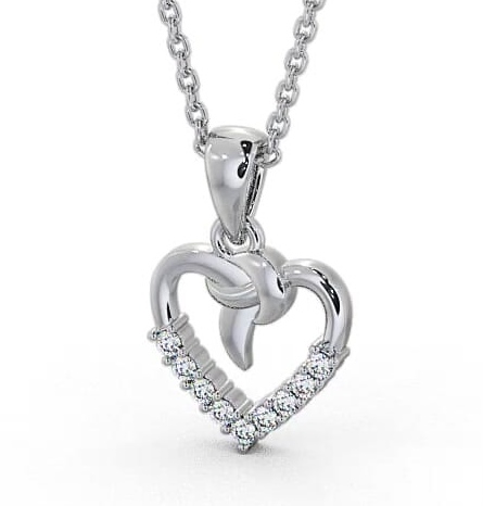 Heart Shaped Diamond Knott Design Pendant 9K White Gold PNT107_WG_THUMB1