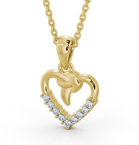 Heart Shaped Diamond Knott Design Pendant 9K Yellow Gold PNT107_YG_THUMB1