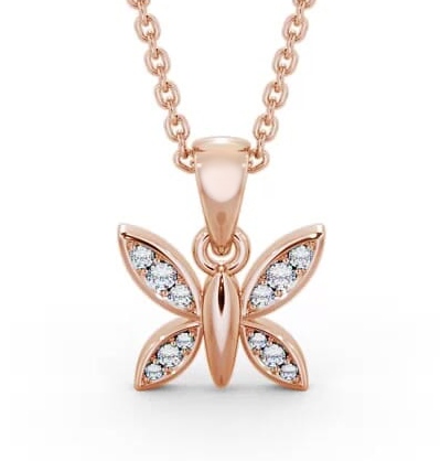 Butterfly Shaped 0.14ct Diamond Pendant 18K Rose Gold PNT108_RG_THUMB1