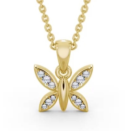 Butterfly Shaped 0.14ct Diamond Pendant 18K Yellow Gold PNT108_YG_THUMB2 