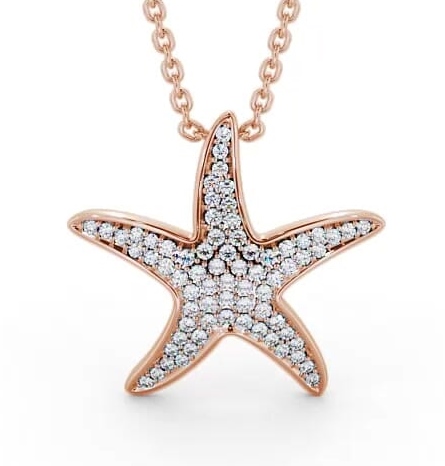 Starfish Shaped 0.32ct Diamond Cluster Pendant 18K Rose Gold PNT109_RG_THUMB1