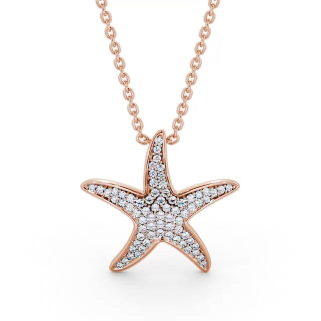 Starfish Shaped 0.32ct Diamond Pendant 9K Rose Gold - Farah PNT109_RG_NECK
