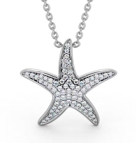 Starfish Shaped 0.32ct Diamond Cluster Pendant 9K White Gold PNT109_WG_THUMB2 