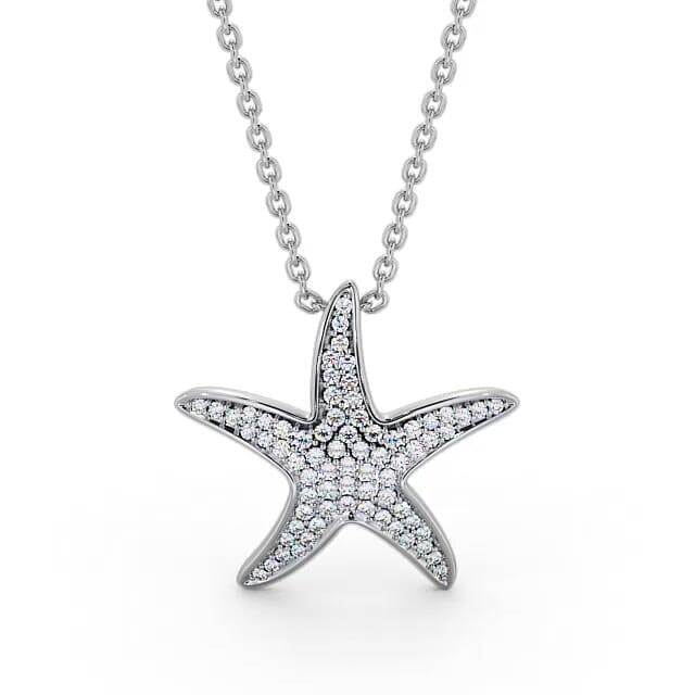 Starfish Shaped 0.32ct Diamond Pendant 18K White Gold - Farah PNT109_WG_NECK