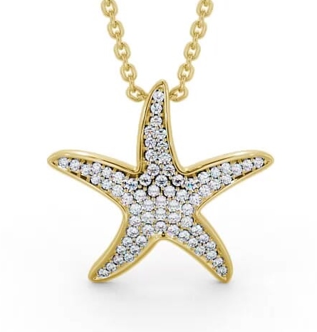 Starfish Shaped 0.32ct Diamond Cluster Pendant 9K Yellow Gold PNT109_YG_THUMB2 