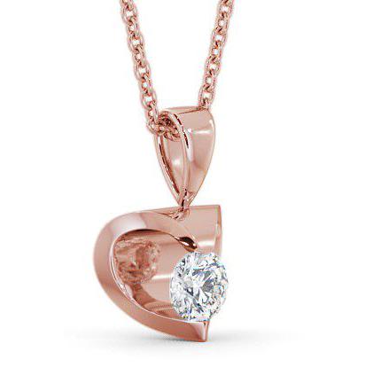 Round Solitaire Diamond Heart Design Pendant 18K Rose Gold PNT10_RG_THUMB1 