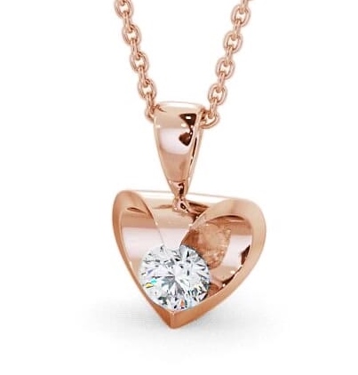 Round Solitaire Diamond Heart Design Pendant 9K Rose Gold PNT10_RG_THUMB1